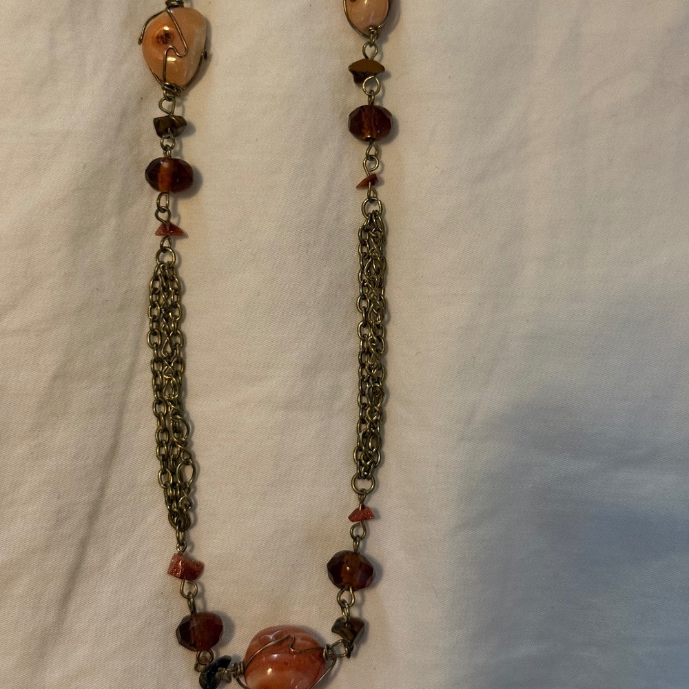Amber-toned Beaded Necklaces